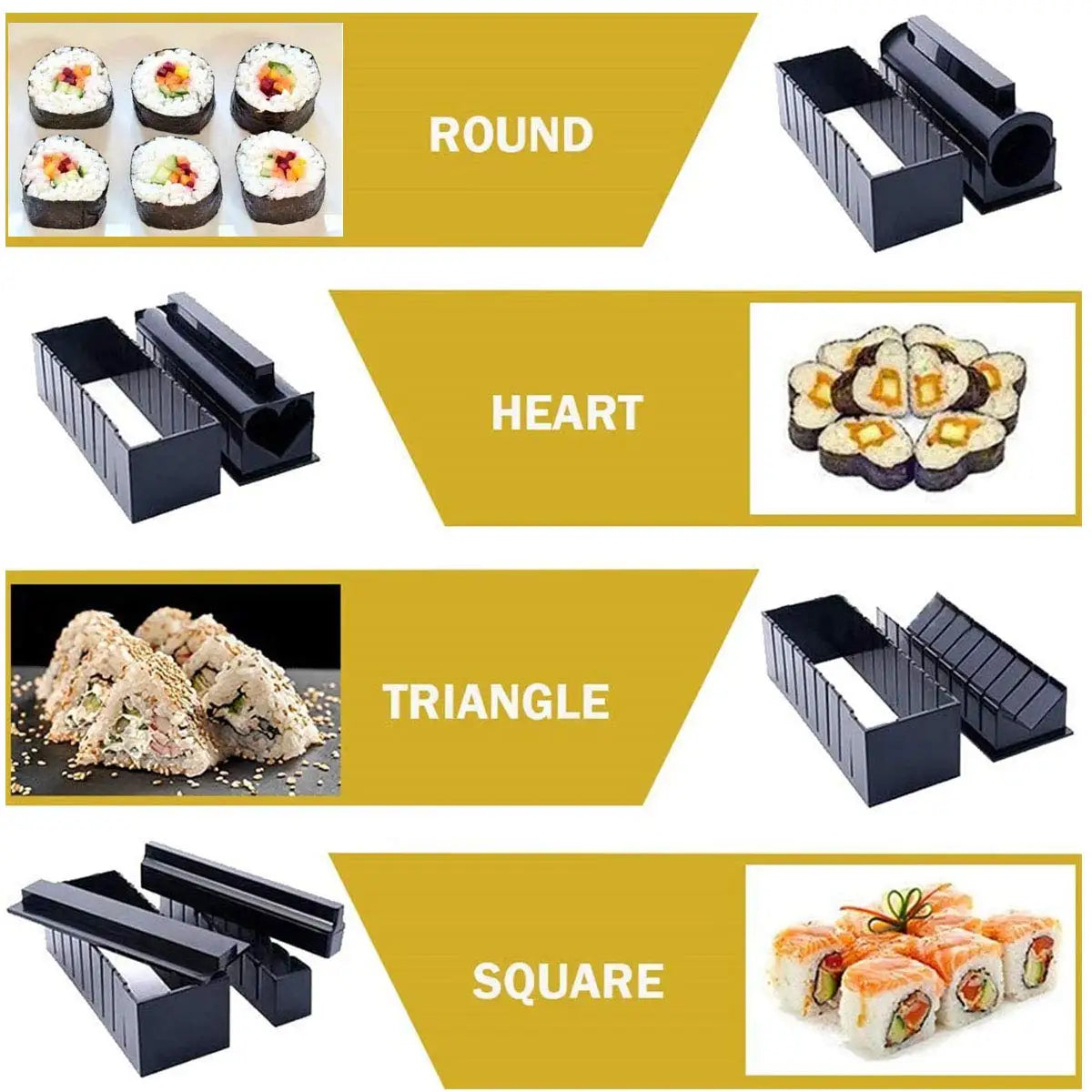 3/10Pieces Sushi Molds 10Shapes Sushi Rice Making Kit Easy Home DIY Sushi Tool Kitchen for Beginners Instruction Manual Included