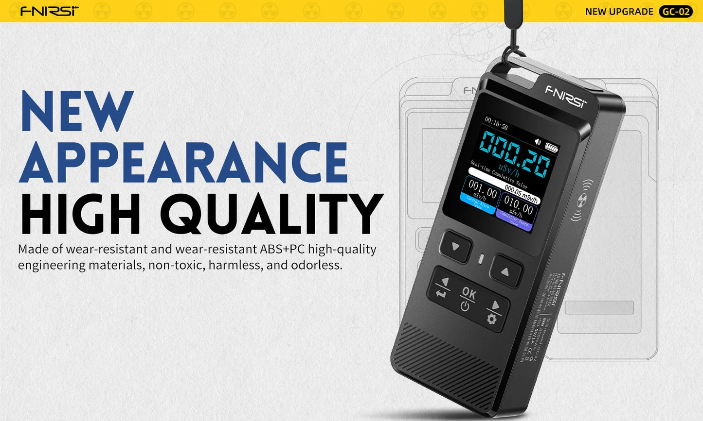 FNIRSI GC-02 Geiger Counter Nuclear Radiation Detector Personal Dosimeter X-ray γ-ray Radioactivity Tester Marble Detector