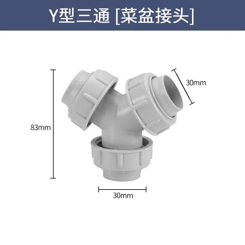 Sink Drain Pipe Adapter Kitchen Basin Sewer Branch Drainage Water Pipe Thread Hose Joint Bathroom Downpipe Accessories