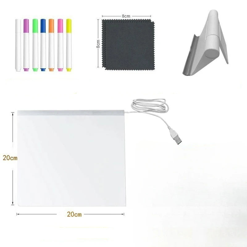 LED Luminous Blackboard Drawing Toys Magic Light Blackboard Graffiti Coloring Art Lamp Acrylic Message Board Montessori Kids Toy