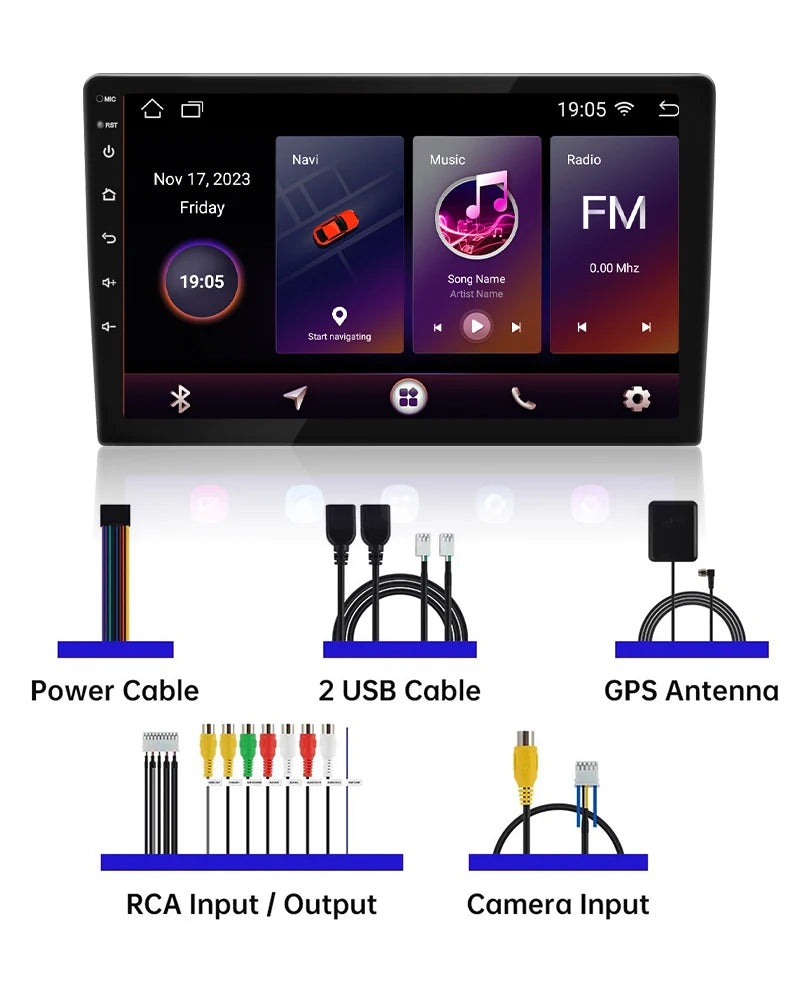 Android12 Car Radio Auto 8 Core 4+64G Din 9"/10" Universal QLED In-Dash GPS Navigation with Wireless CarPlay Reverse Camera AHD