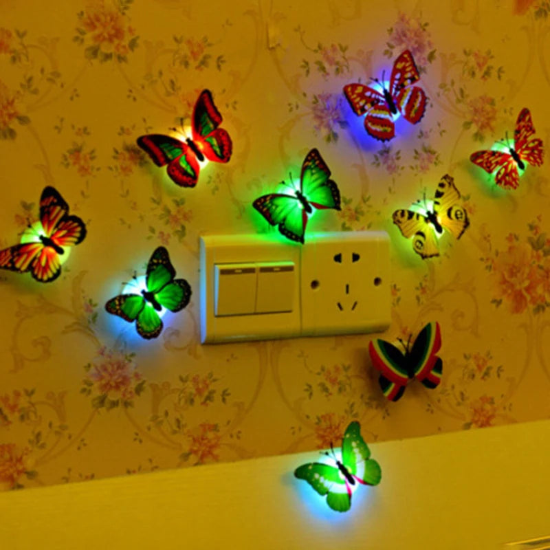 1~10PCS Hot Selling Butterfly Night Lights Creative Colorful Luminous Butterfly Light Pasteable Led Decorative Wall Lamp 1/