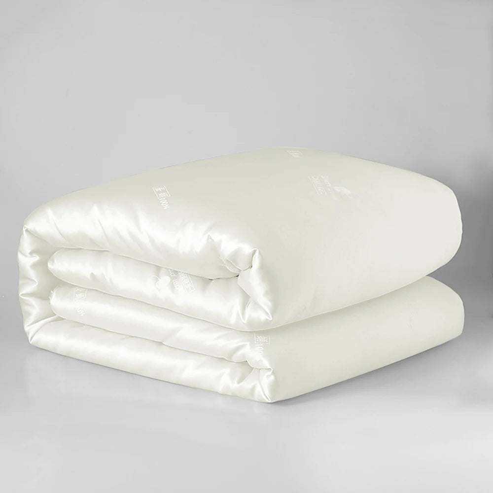 Sondeson Luxury Natural 100% Silk Quilt Warm Jacquard White Duvet Soft Comforter Queen King Silky Healthy Blanket For Sleep 1pcs