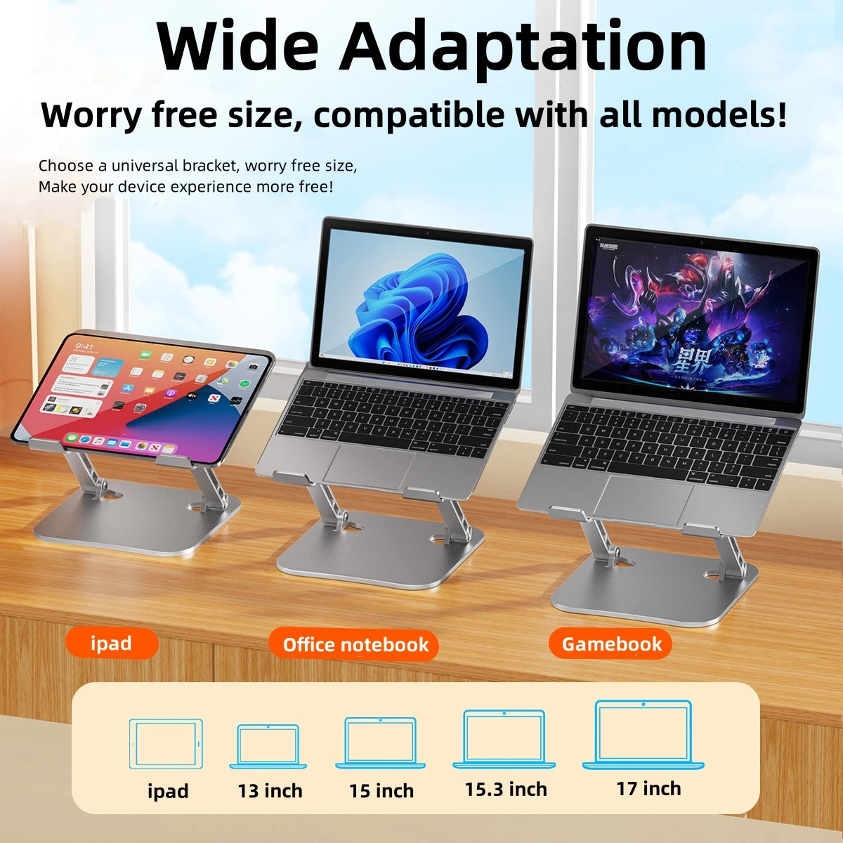 Laptop Stand, Adjustable Laptop Stand for Desk, Aluminum Computer Stand Portable , for Mac HP ASUS Acer ThinkPad Dell Lenovo