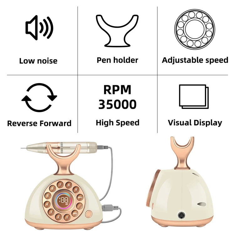 Elegant Nail Drill 35000 RPM Remember Speed Electric File High Powerful Manicure Machine for Nail Art Salon Professional Drill