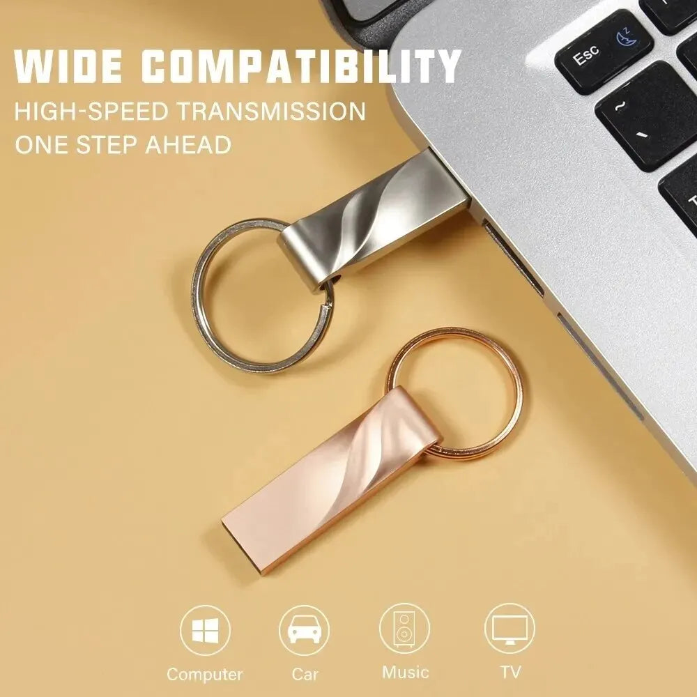 Rose Golden USB Flash Drive 64GB High Speed Memory Stick Free Key Ring Pen Drive 32GB Creative Gifts Pendrive Silver U Disk