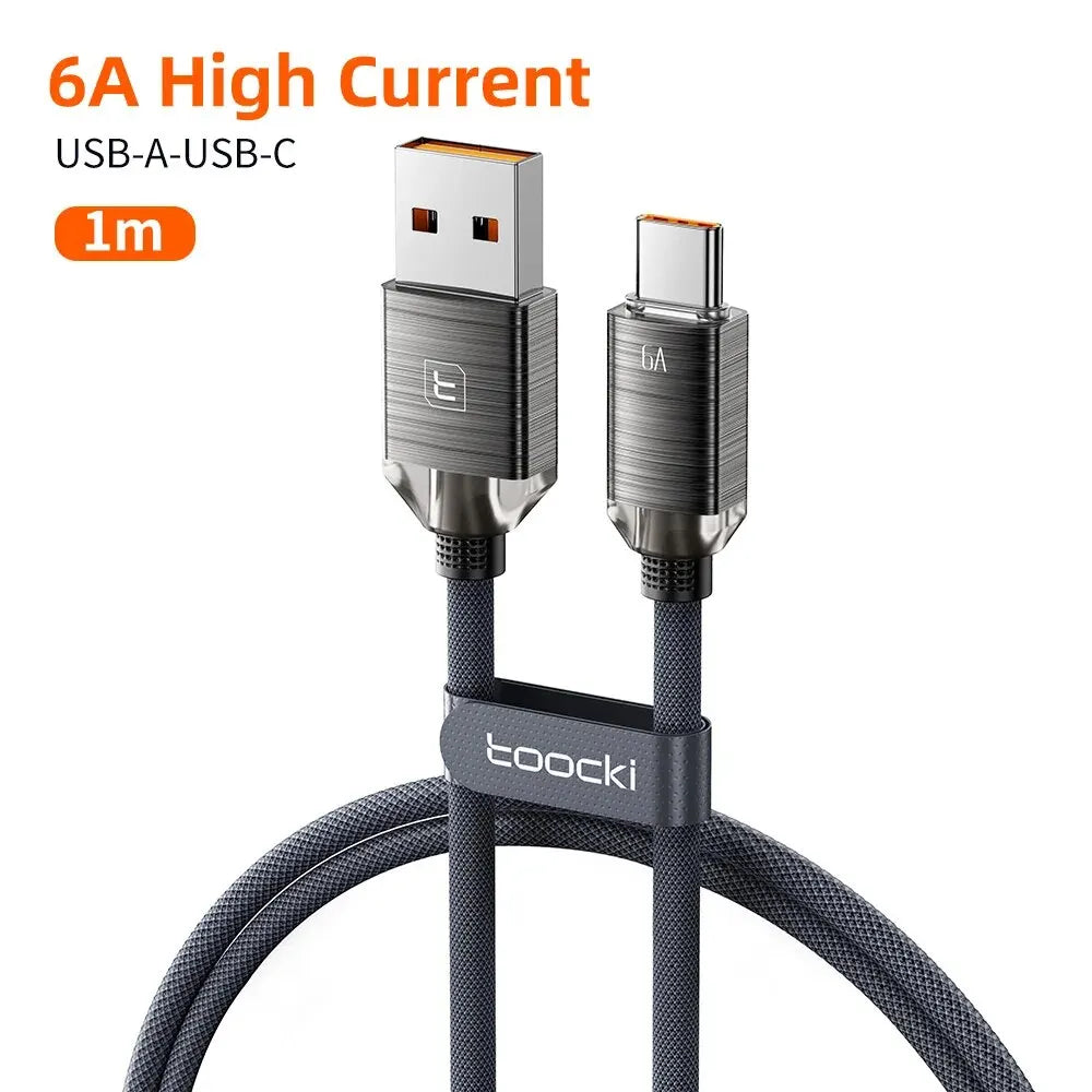 Toocki 6A USB Type C Cable for Huawei Xiaomi Samsung Oneplus POCO SuperCharge 66W/100W Fast Charging Type C Cable Data Wire