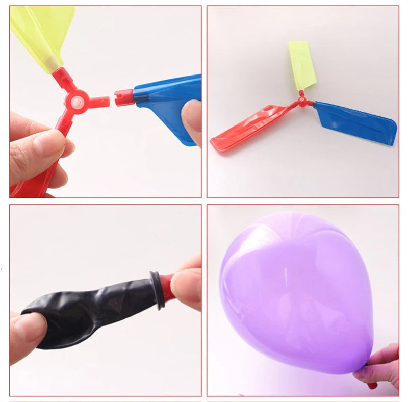 6PCS Air Balloon Helicopter Toy Funny Balloon Ortable Outdoor Helicopter Flying Kids Birthday Party Children's Day Game