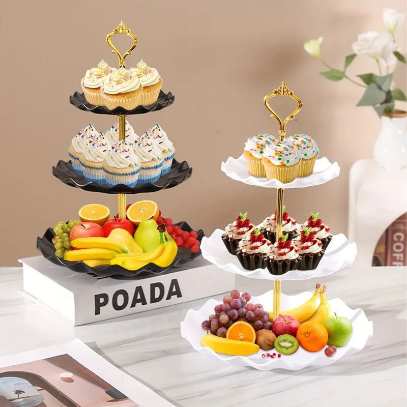 3-Tiered Dessert Stand with Scalloped Edge