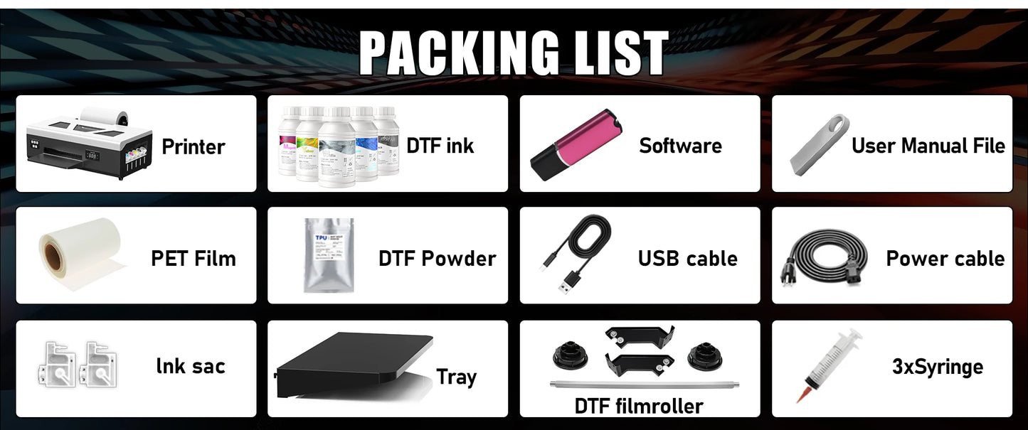 8 Inch A4 DTF Printer Bundle-L800 Direct to Film Printing Machine A4 with DTF Oven DTF Printer A4 for T-Shirts fabrics hoodies