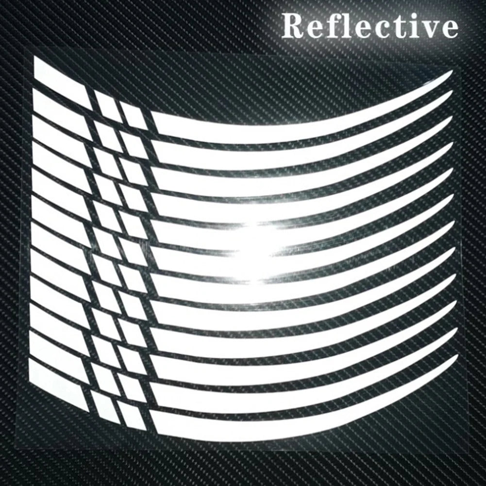12 pieces Motorcycle Bicycle Wheel Rim Stripe Reflective 18-21in Wheel Decal Tape Sticker Motorcycle Car Tire Decals Trim Strips