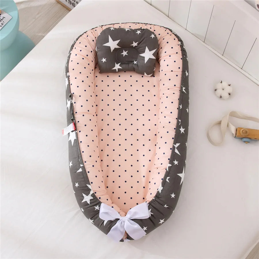 Infant Co-Sleeping Bed Nest Newborn Toddler Bassinet with Fence Bumper Crib Baby Cradle Cot for Safe Sleeping