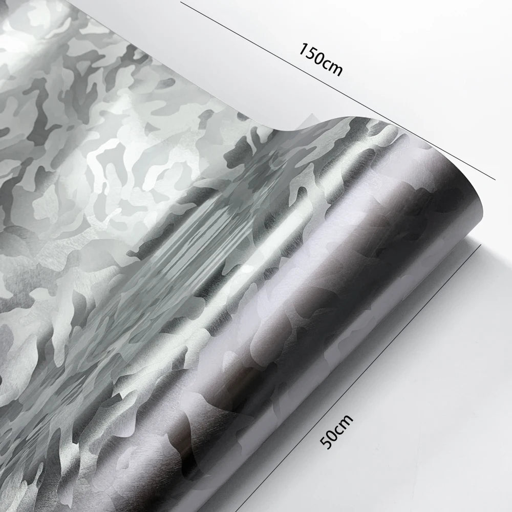 Carbon Fiber Sticker Ghost Silver Carbon Fiber Vinyl Wrap Films Glossy Car Sticker Anti Scratch Waterproof Decal Car Accessories