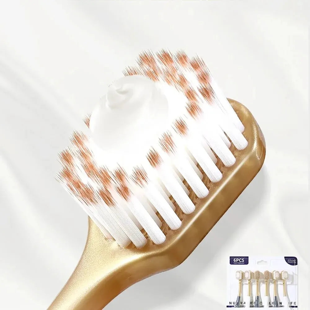 6pcs Toothbrush Adult Household Wide Head Thick Soft Silk Couple Thin And Soft Hair Toothbrush