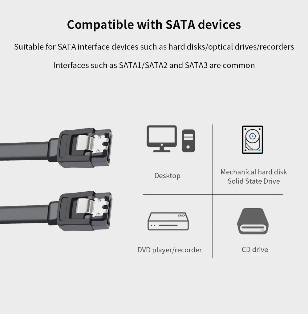 TISHRIC SATA Cable Sata3.0 Solid State Hard Disk Serial Data Cable Multi-Spec Flexible Sata Hard Disk Fast Transmission Cable