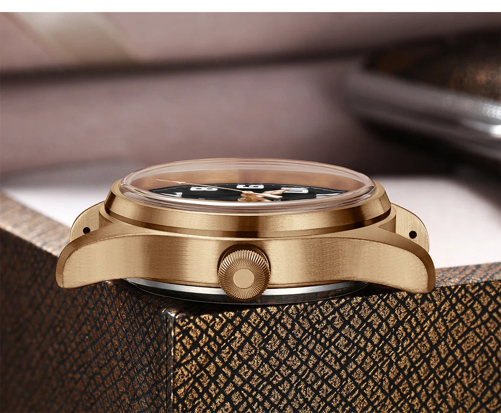 ADDIESDIVE 39mm Vintage CuSn8 Bronze Diver 200m Men's Watch Bubble mirror sapphire glass Automatic Mechanical Leather Strap
