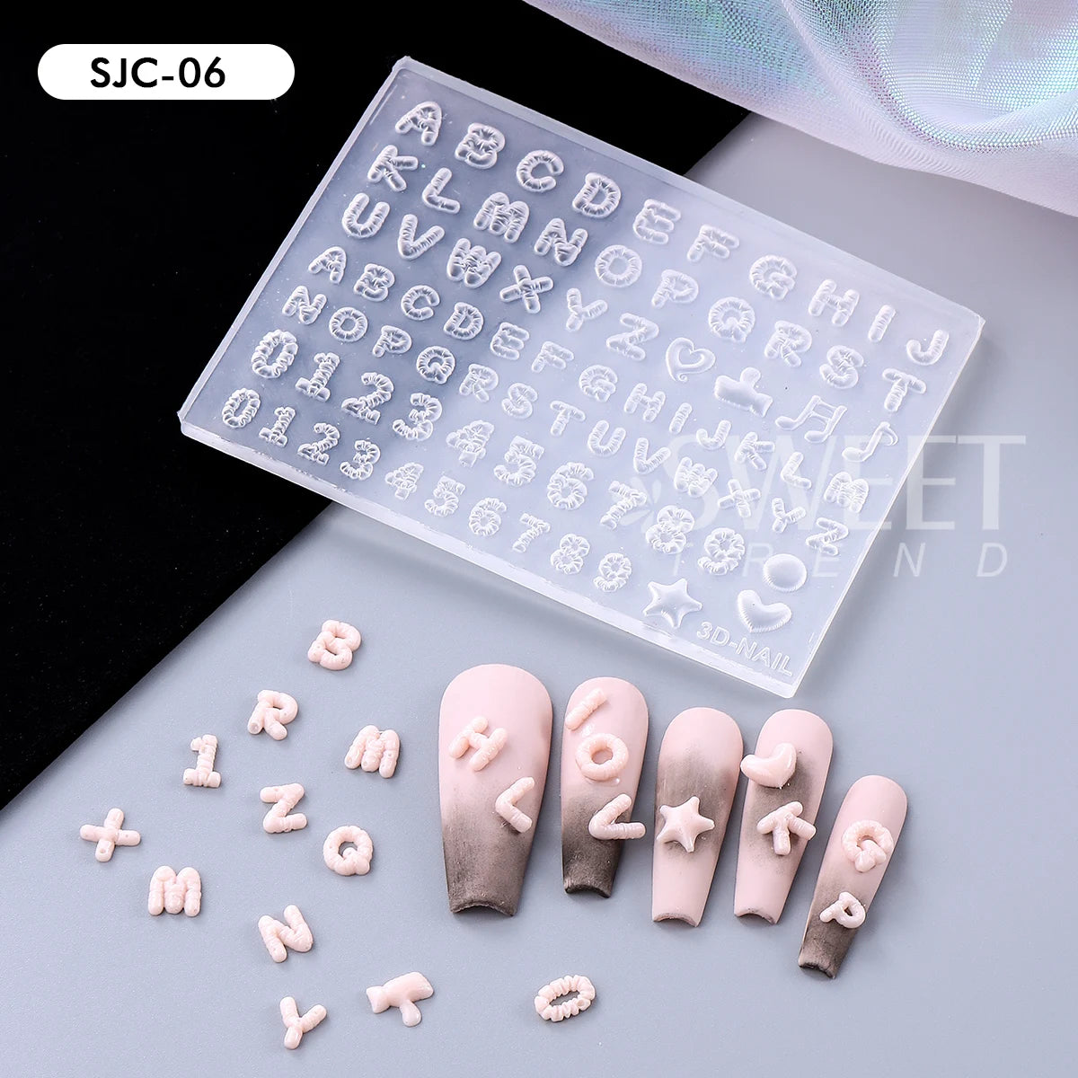 3D Letter Music Note Nail Silicone Mold DIY Fashion Carving Template Decoration Tools Acrylic Jewelry Nail Accessories Supplies