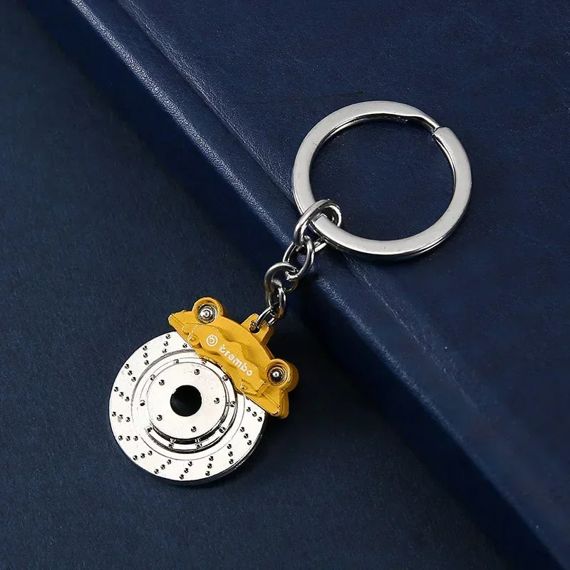 New Creative Gift Brake Discs Wheel Hubs Calipers Metal Keychains Car Modifications Disc Brake Waist Pendants Gift Toys