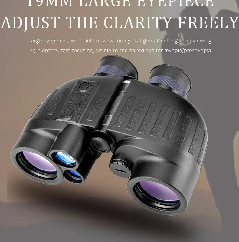 1500m Marine Binoculars for Adults 8x40 with Rangefinder and Compass IP65 Waterproof Marine UHD Binoculars Field of View 8°,