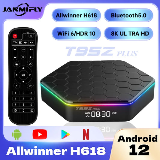 T95Z plus Android 12 Smart TV Box 8K Allwinner H618 BT5.0 WiFi 6 Stream Media Player Multi 16GB/32GB/64GB/128GB ROM Set Top Box
