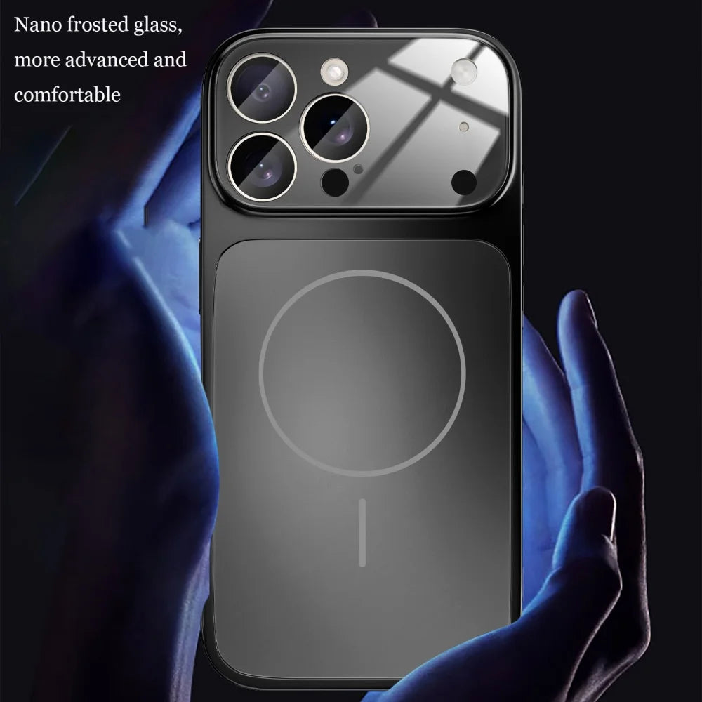 Original Glass Nano Matte Case For iPhone 17 16 15 14 13 Pro Max 17Air Magnetic For Magsafe Wireless Charging Armor Funda