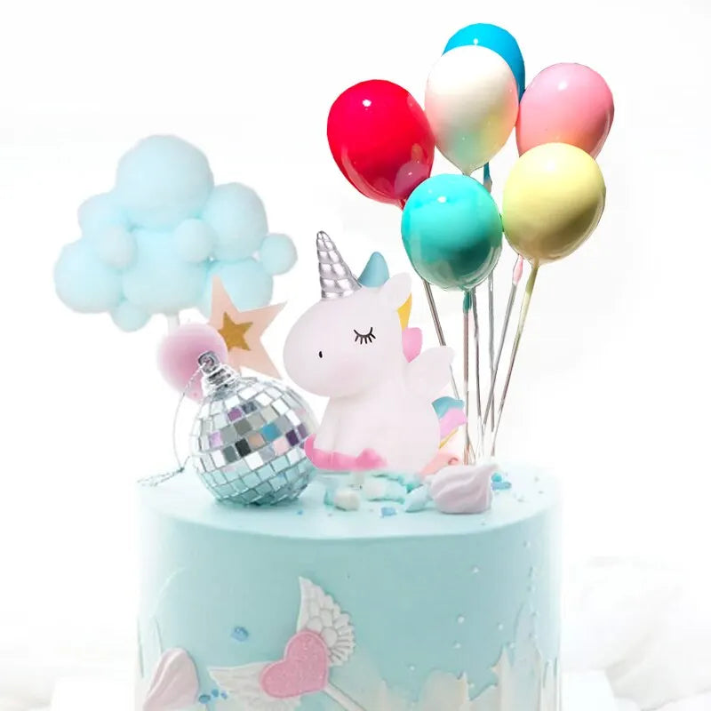 Unicorn Party Cake Topper Cloud Rainbow Cake Flags Decor Kids Birthday Party Cupcake Topper Unicorn Party Supplies