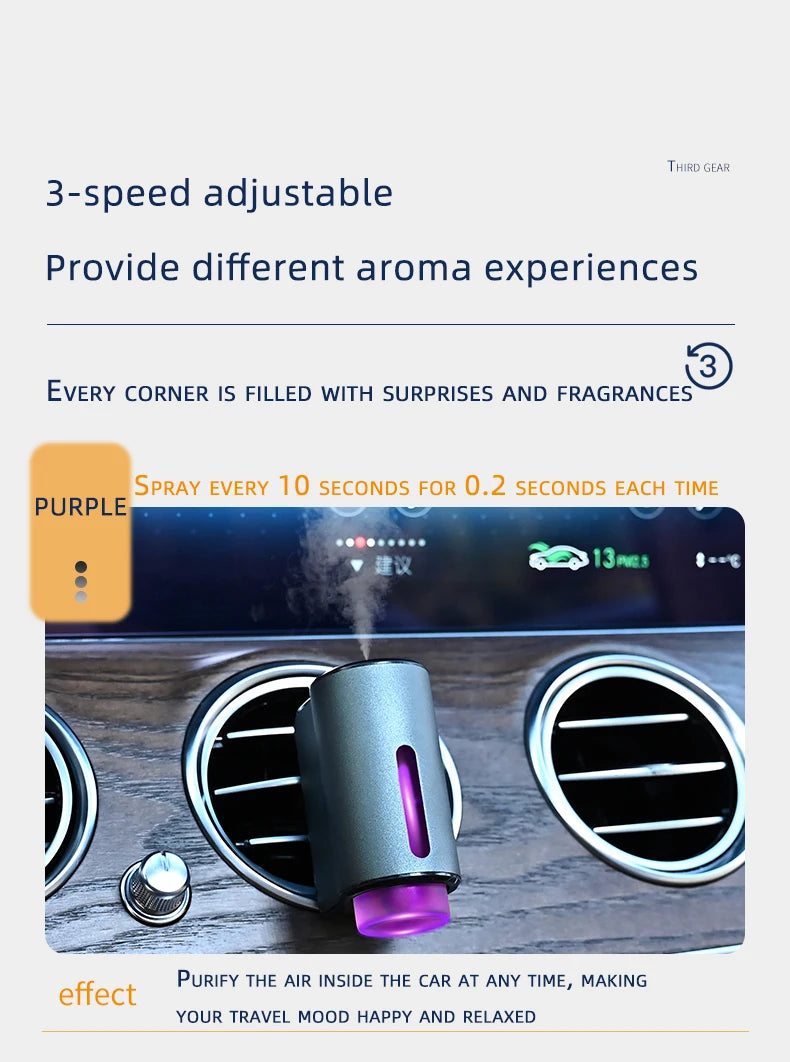 Smart Car Air Aromatherapy Diffuser Fragrance Car Air Fresheners With Three Adjustable Humidifier Essential Oil Diffuser