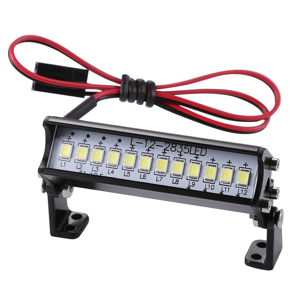Universal 55mm 12 LED Hight Bright Light Model Truck Roof Lamp Bar for 1/10 RC Climbing Car Model Accessories