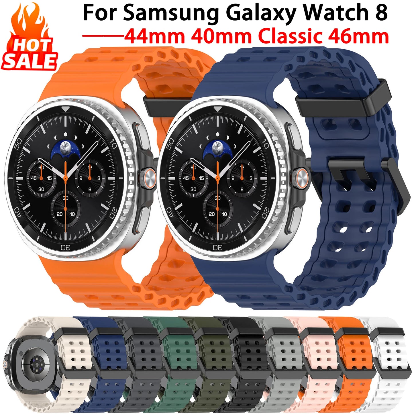 Ocean Band for Samsung Galaxy Watch 8 Classic 46mm/8 44mm 40mm Silicone Sports Breathable Correa Bracelet Galaxy Watch8 Strap