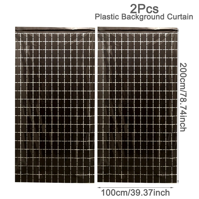 2pcs Party Backdrop Metallic Foil Fringe Tinsel Curtain Adult Kids Birthday Party Wedding Decoration Baby Shower Favor Supplies