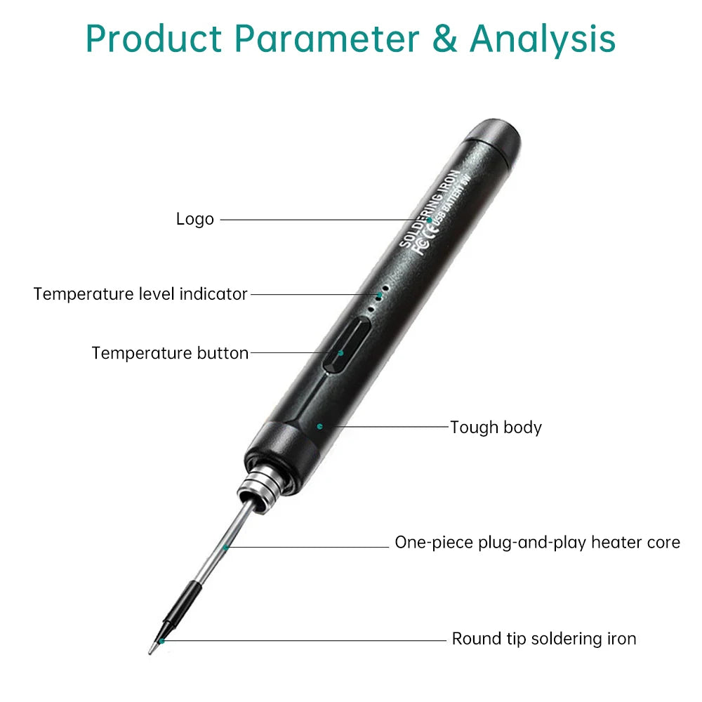 USB Soldering Iron Set Mini Digital Electric Soldering Iron Kit Type-C Interface Adjustable Temperature Solder Welding Iron Tool