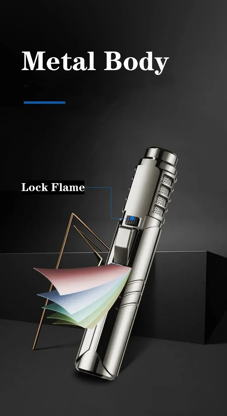2100° Spray Gun Lighter Metal Outdoor Windproof Blue Strong Flame Spray Gun Lighter Suitable for Kitchen BBQ with Safety Lock