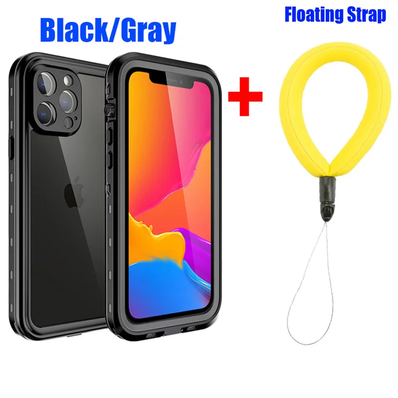 IP68 Waterproof For IPhone 16 15 14 13 12 11 Pro Max XS XR 7 8 Case RedPepper Clear Cover Diving Underwater Swim Outdoor Sports