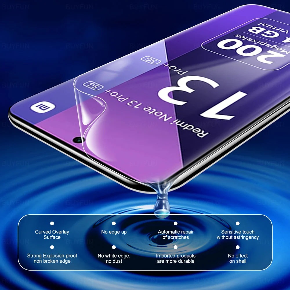 6in1 Curved Soft Hydrogel Film For Xiaomi Redmi Note 13 14 Pro+ 5G Screen Protector Note13 Pro Plus 13Pro 14Pro 4G HD Lens Glass