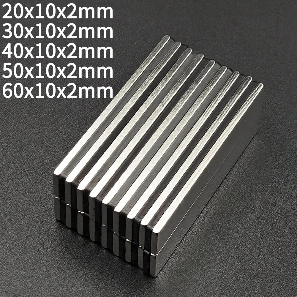 20x10x2 30x10x2 40x10x2 50x10x2 60x10x2 mm Magnetic Blocks Rectangular Neodymium Magnets N35 Strip Super Powerful Strong 50*10*2