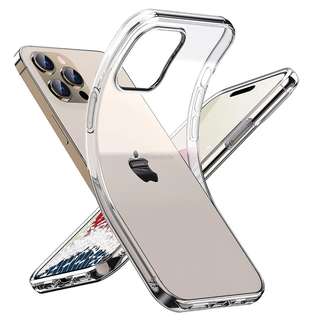 Ultra Thin Transparent phone Case For iPhone 16 17 15 14 13 12 11 Pro Max Plus Mini Clear Shockproof Cases Silicone Soft Shell