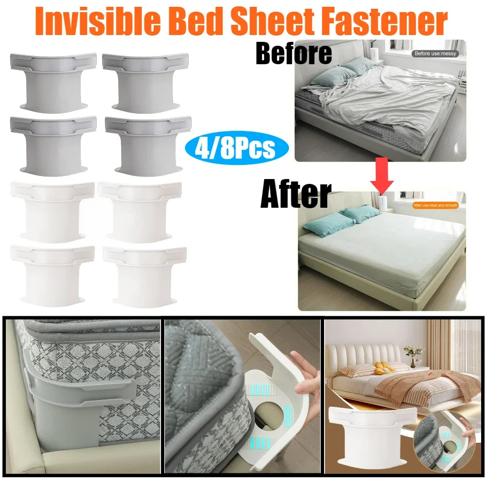 4/8PCS Invisible Bedsheet Corner Tightener Clips Multifunctional Bed Sheet and Bed Cover Fastener Single Quilt Cover Fixed Clips
