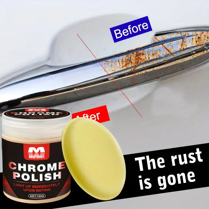 Universal Model Chrome Restoration Polish – Metal Shine Renovation Compound for Car Door Handles, Windows, and Trim – Removes Ru