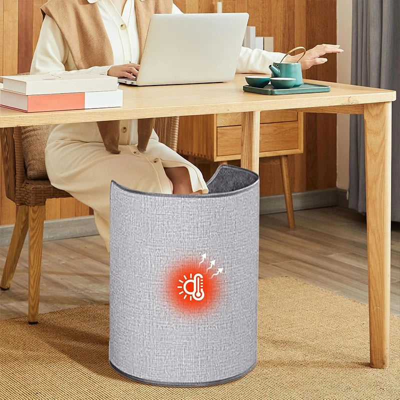 Electric Foot Heater Under Desk Silent Foldable Leg Warmer Thermostat Auto Shut Off Timer Office Home EU/UK Plug