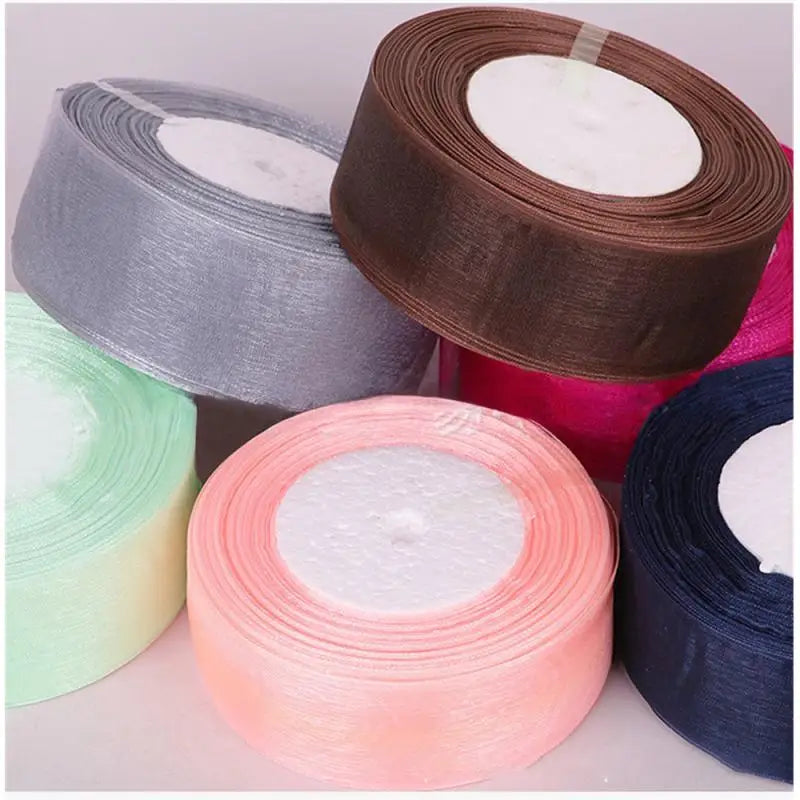 4cm Sheer Chiffon Organza Ribbon Webbing Crafts Christmas Halloween Wedding Decoration Gifts Wrapping Bow Fabric