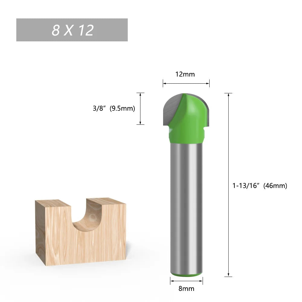 Round Bottom Over Nose Router Bit CNC 6mm Router Bit Set Carbide Ball End Mill 6mm 8mm for Wood Woodworking