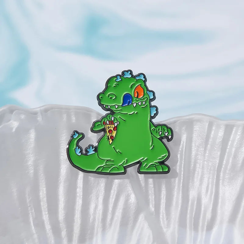 Cartoon Cute Little Monster Alloy Brooch Comic Style Cute Anime Green Dinosaur Brooch Alloy Metal Badge Clothing Bag Accessories