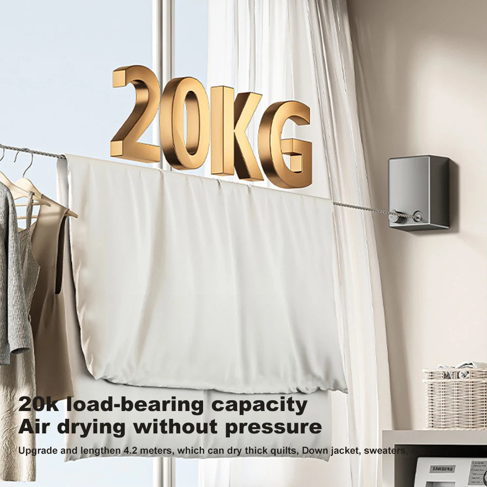 Retractable Clotheslne Stainless Seel Pull-Out Clothes-Drying Macunie Ripe Space-Saving Clothes Drying Rak For Household