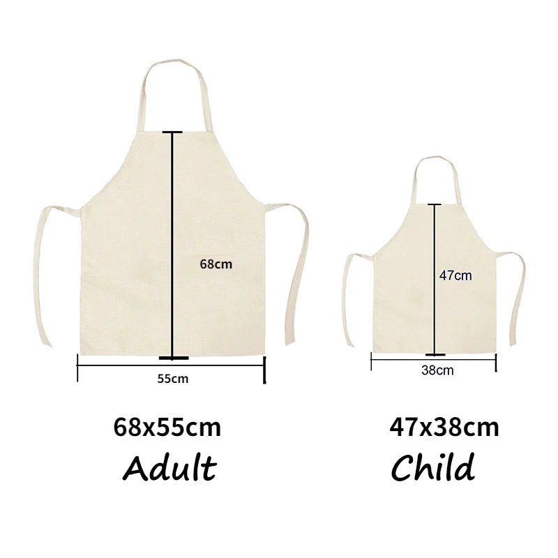 Cartoon Panda Multi-functional Linen Apron Dress Garden Children's Aprons for Woman Man Kids Pink Kitchen Baking Accessories
