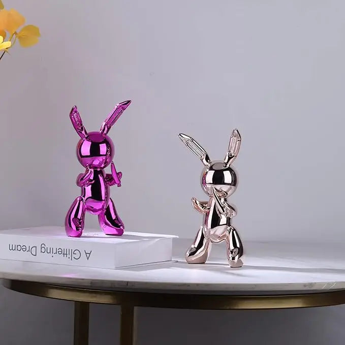 Cute Balloon Rabbit Statue Resin Sculpture Animal Figures Home Decor Modern Nordic Home Decoration Accessories for Living Room