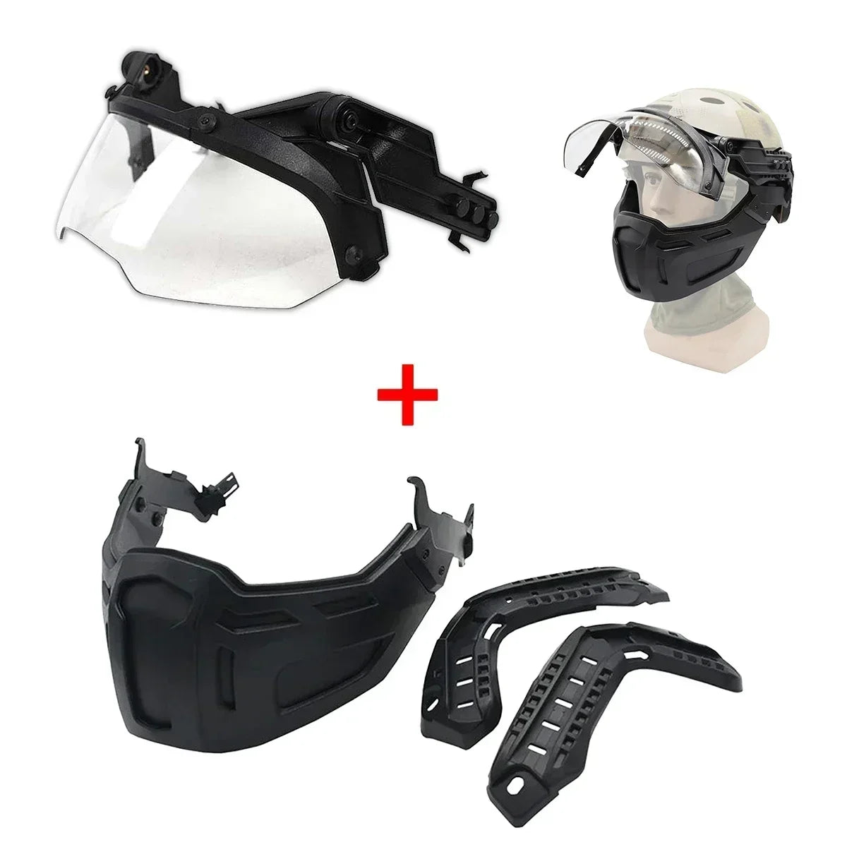 Tactical FAST Helmet Half Face Mask Adjustable Helmet Flip Goggles Hunting Airsoft CS Game Paintball Helmet Accessories Gear