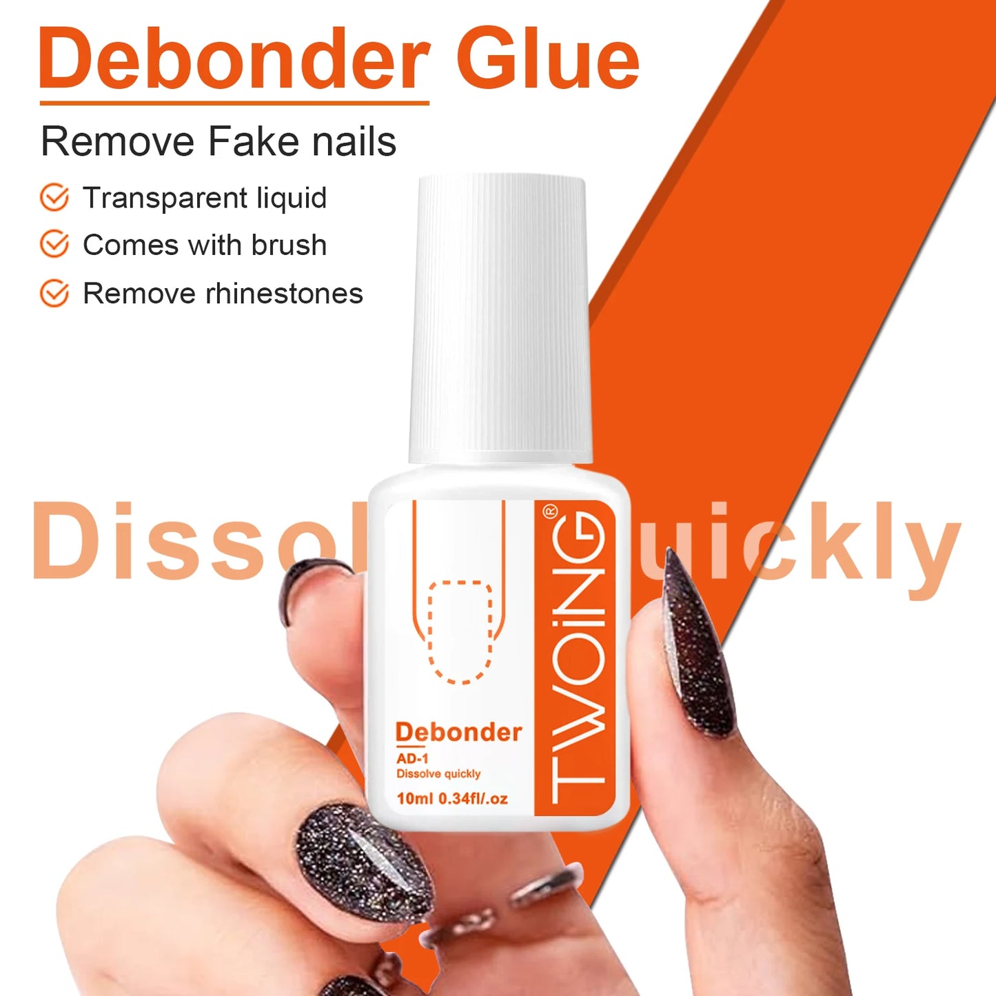 10ml Debonder Glues For Removeing False Nails Rhinestone Remover Tools, Manicure Accessories Fast Dissolve Liquid Nail Art Tool