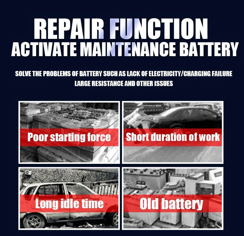12V 24V 12A 10A Battery Charger Smart Fast Charging for Car Batteries 7-Stage Charge Pulse Repair for AGM GEL WET Lead Acid