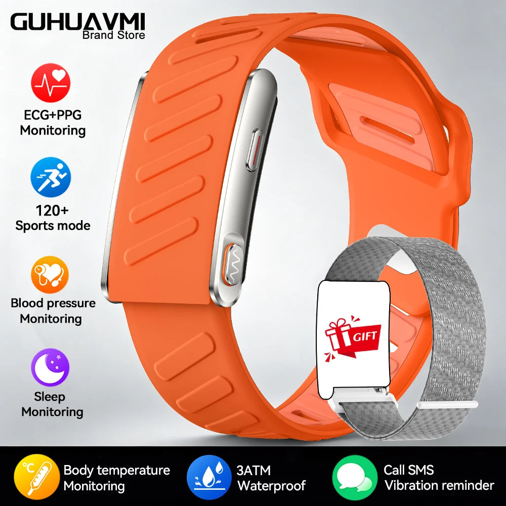 GUHUAVMI ECG+HRV Health Smart Bracelets Heart Rate Blood Pressure Body Fat BMI Body Temperature 3ATM Fitness Tracker Smart Watch
