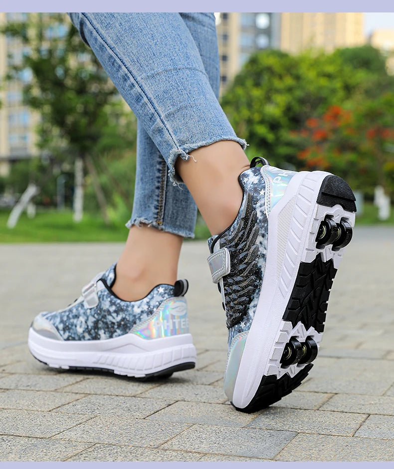 Kids Roller Skate Shoes Snickers With 4-Wheels Children Rollerskates Fashion Outdoor Sports Shoes Girls Boys Gifts